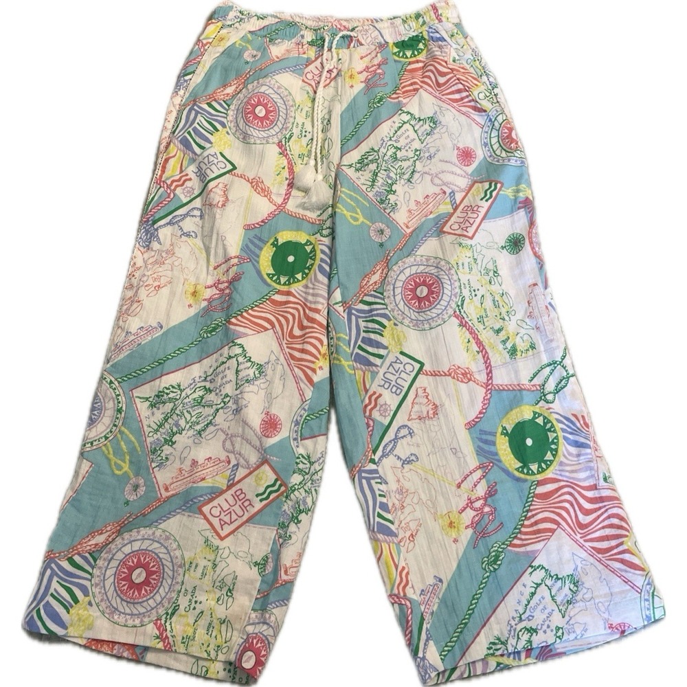 Talbots Aqua Club XS (28") Pants - Pull On Gauzy Coastal Vacation Beach - EUC